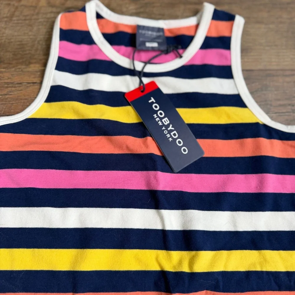 Toobydoo Striped‎ Tie-Waist Dress Kids Size 10 Navy Yellow Multi